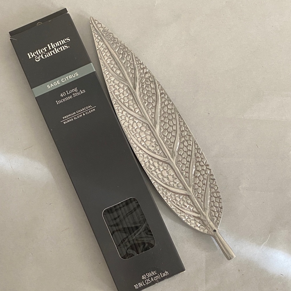 Better Homes & Gardens silver Leaf Incense Holder, 40 sage citrus incense sticks